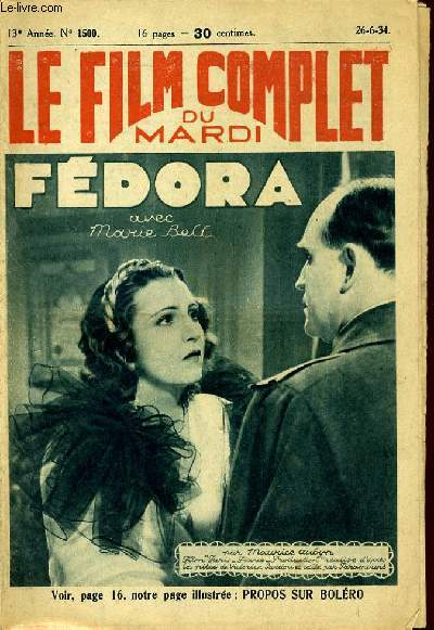 LE FILM COMPLET DU MARDI N 1500 - 13E ANNEE - FEDORA