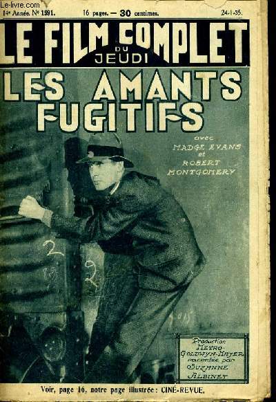 LE FILM COMPLET DU JEUDI N 1591 -14E ANNEE - LES AMANTS FUGITIFS