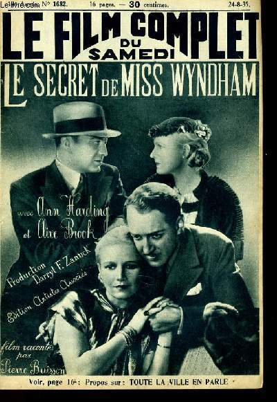 LE FILM COMPLET DU SAMEDI N 1682 - 14E ANNEE - LE SECRET DE MISS WYNDHAM