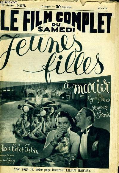 LE FILM COMPLET DU SAMEDI N° 1772 - 15E ANNEE - JEUNES FILLES A MARIER