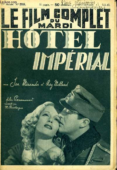 LE FILM COMPLET DU MARDI N 2359 - 19E ANNEE - HOTEL IMPERIAL