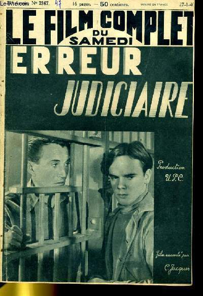 LE FILM COMPLET DU SAMEDI N 2367 - ERREUR JUDICIAIRE