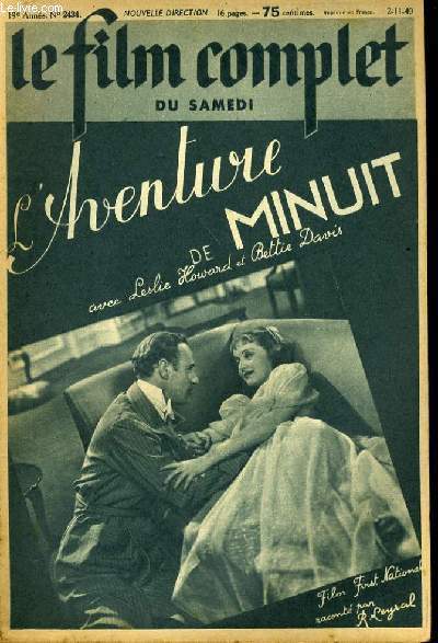 LE FILM COMPLET DU SAMEDI N 2434 - 19E ANNEE - L'AVENTURE DE MINUIT