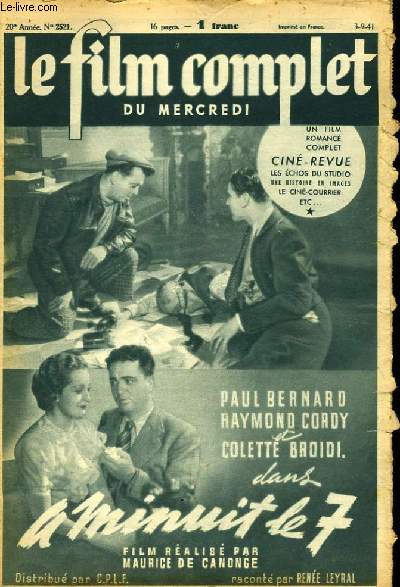 LE FILM COMPLET DU MERCREDI N 2521 - 20E ANNEE - A MINUIT LE 7