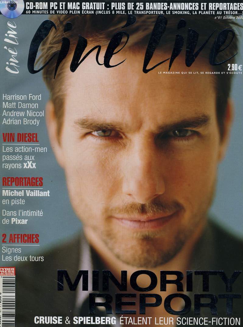 CINE LIVE - N 61 - MINORITY REPORT - Tom Cruise & Spielberg talent leur science-fiction