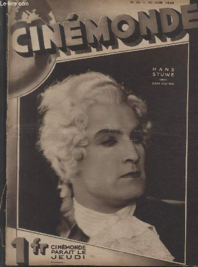 CINEMONDE - 1e ANNEE - N 35 - 20 juin 1929. Corinne Grieffith - L'pave vivante - La Plage - Suzy Vernon - Le courrier d'Angora - etc.
