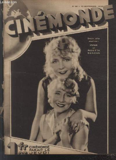 CINEMONDE - 1e ANNEE - N 48 - 19 septembre 1929.Sacha Guitry - Cinma espagnol - S.M. Eisenstein - Lon Poirier tourne - etc.