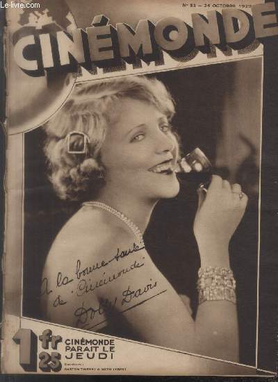 CINEMONDE - N 53 - 24 octobre 1929. Ce que pensent du film sonore : Titayna, Van Dongen, Maurice Bedel Gromaire - Jo Hamman - La divine lady - Dolores del Rio - etc.