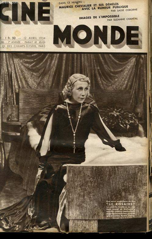 CINEMONDE - 7e ANNEE - N 286 - MAURICE CHEVALIER ET SES DEMELES AVEC LA RUMEUR PUBLIQUE PAR SADIE OSBORNE - IMAGES DE L'IMPOSSIBLE PAR SUZANNE CHANTAL