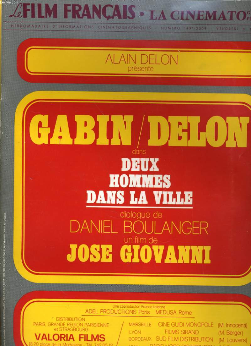 LE FILM FRANCAIS - N 1491-2509 - ALAIN DELON prsente GABIN / DELON DANS DEUX HOMMES DANS LE VILLE