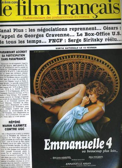 LE NOUVEAU FILM FRANCAIS - N 1978 - CANAL PLU: LE NEGOCIATIONS REPRENNENT... CESARS: L'APPEL DE GEORGES CRAVENNE... LE BOX-OFFICE U.S. DE TOUS LES TEMPS... FNCF: SERGE SIRITZKY REELU...