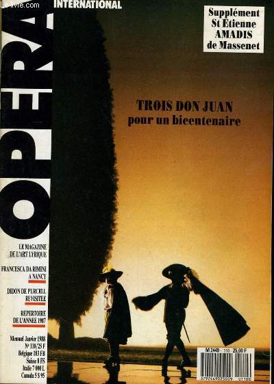 OPERA INTERNATIONAL N 110 - TROIS DON JUAN POUR BICENTENAIRE - FRANCESCA DA RIMINI A NANCY - DIDON DE PURCELL REVISITEE - REPERTOIRE DE L'ANNEE 1987