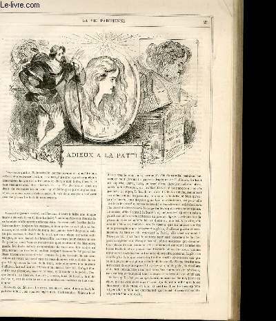 LA VIE PARISIENNE 2e anne - N 17 - ADIEUX A LA PATTI - LE SUCCES DU PLUS GRAND FORMAT CONNU, LE GRAND JOURNAL - LE DEGEL AU TEHATRE DEJAZET - CROQUIS PRIS AU BOIS DE BOULOGNE - AU CHEMON DE FER de GILLOT - PARFUMERIE ANGLAISE DE RIMMEL...