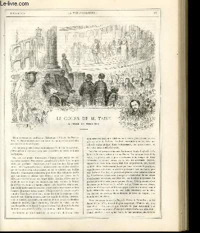 LA VIE PARISIENNE 3e anne - N 7 - LE COURS DE M. TAINE,  l'colde des beaux-arts, M. - AU CLUB DES PATINEURS, EMILE V. - LE MEDECIN CES DAMES, CHARLES JOLIET - OU NOUS ALLONS AVEC LES TABLEAUX VIVANTS EN SOCIETE