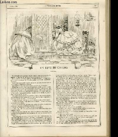 LA VIE PARISIENNE 3e anne - N 11 - UN REVE EN CAREME, GUSTAVE Z. - LES AQUARELLES D'EUGENE LAMI, exposition du cercle de l'union - LE SAPHIE, A L'OPERA-COMIQUE - DE LA POLITESSE, EMILE V. - ATELIER DE SCULPTEUR - SCENES DE SPORT