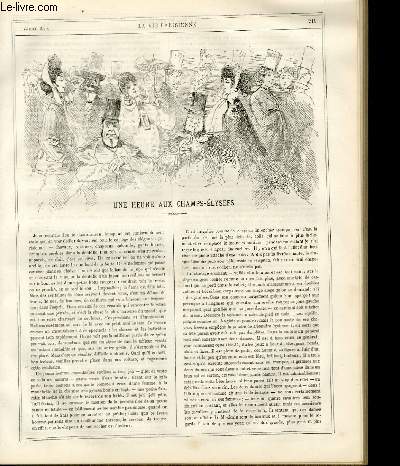 LA VIE PARISIENNE 3e anne - N 16 - UNE HEURE AUX CHAMPS-ELYSEES, GUSTAVE Z. - LES TOILETTES PIEUSES DE LA SEMAINE DERNIERE (croquis pris  la Madeleine) - L'ART DE DINER AU CABARET, DANIEL - HISTOIRE ILLUSTREE DES GIRONDINS, PAR A. DE LAMARTINE.