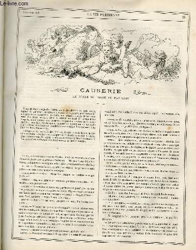 LA VIE PARISIENNE 4e anne - N 3 - CAUSERIE, LA SCENE SE PASSE AU PARADIS, GUSTAVE Z. - A ROME, H. TAINE - LES COULISSES (SCENES PARISIENNES) - CONSEILS AUX GENS DU MONDE QUI N'EN SONT PAS, HIX - LA VENTE TROYON - MARIE-BLANCHE, A. B.