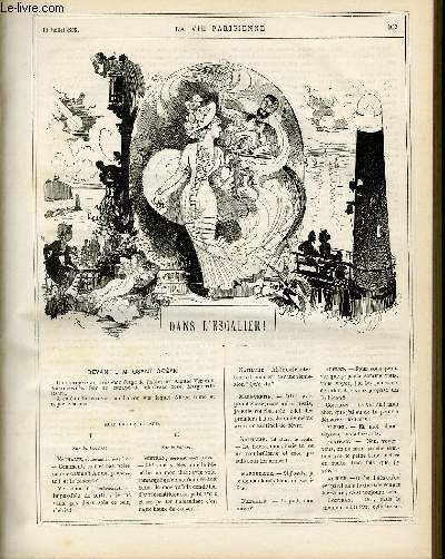 LA VIE PARISIENNE 16e anne - N 28 - DANS L'ESCALIER! de A. A. - UNE TEMPETE SOUS UN CASQUE de RICHARD O'MONROY - L'EXPOSITION DES CHIENS.