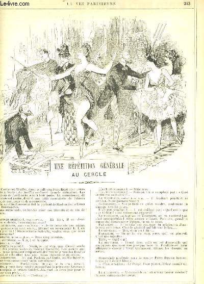 LA VIE PARISIENNE 22e anne - N 25 - UNE REPETITION GENERALE AU CERCLE de RICHARD O'M. - GARDEN PARTY DE PARIS A SAINT-CUCUFA; ALLER ET RETOUR de S. - AUX ACACIAS: POUR LA CLOTURE de X.