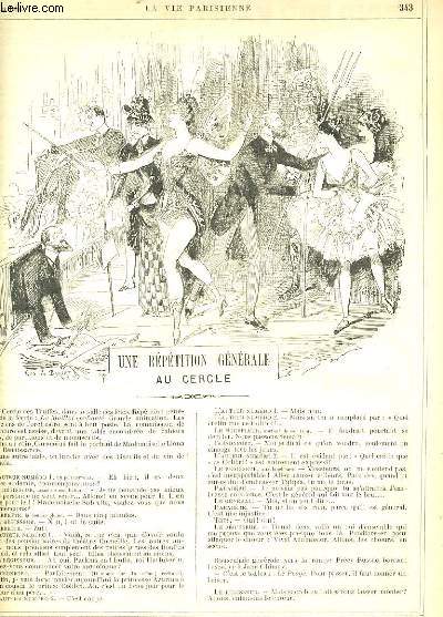 LA VIE PARISIENNE 22e anne - N 25 - UNE REPETITION GENERALE AU CERCLE de RICHARD O'M. - GARDEN PARTY DE PARIS A SAINT-CUCUFA; ALLER ET RETOUR de S. - AUX ACACIAS: POUR LA CLOTURE de X.