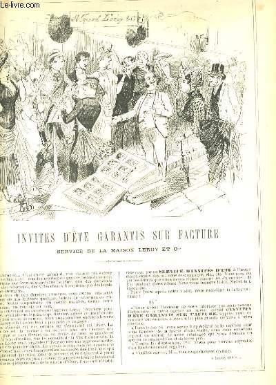 LA VIE PARISIENNE 24e anne - N 38 - INVITES D'ETE GARANTIS SUR FACTURE, SERVICE DE LA MAISON LEROY ET Cie de KITT.