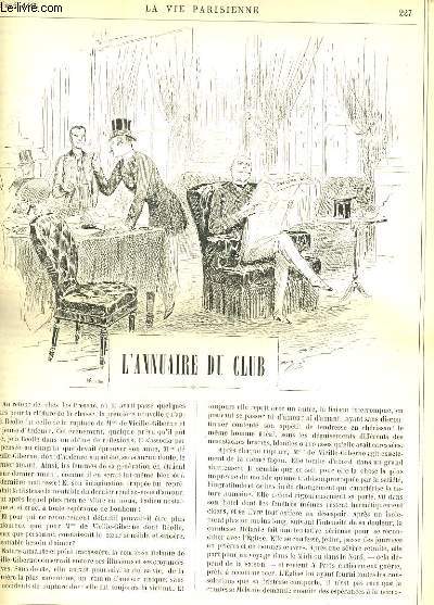 LA VIE PARISIENNE 25e anne - N 17 - L'ANNUAIRE DU CLUB de GRIFF. - REFLEXIONS ET CROQUIS SUR LA CARROUSEL DE LA SEMAINE DERNIERE de YVES. - PETIT MANUEL DE L'ASSASSIN de O. MYCID.