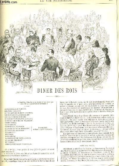 LA VIE PARISIENNE 30e anne - N 21 - DINER DES ROIS de INAUTHENTIQUE - AMOURS MILITAIRES A TOUTES LES EPOQUES (me srie) de JOB - QUELQUES METAPHORES SPORTIQUES de B - PROFILS DE DIPLOMATES: III. LE BARON DE MOHRENHEIM de X. X.