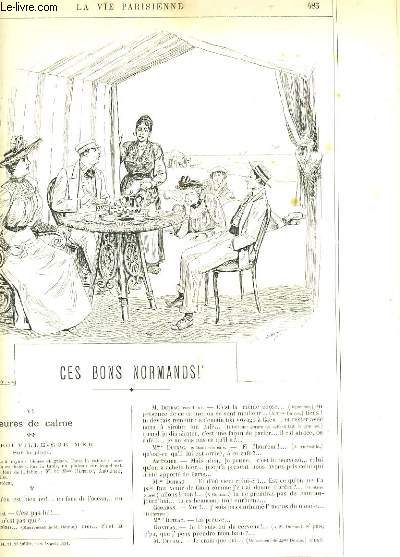 LA VIE PARISIENNE 32e anne - N 35 - CES BONS NORMANDS, VI. HEURES DE CALME de GYP - REVEILS DE PARISIENNES de R. DE LA NEZIEZE - PSEUDO-INTERVIEWS, chez M. Alexandre Dumas fils de VEB.