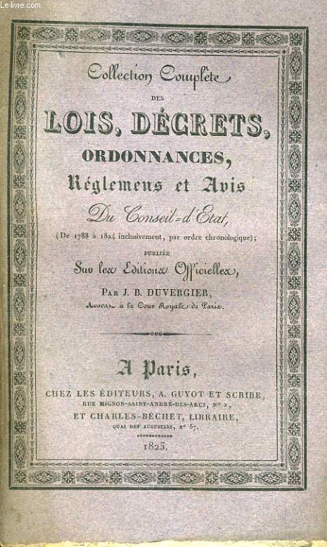 COLLECTION COMPLETE DES LOIS, DECRETS, ORDONNANCES, REGLEMENS ET AVIS DU CONSEIL-D'ETAT TOME 8 - pluviose an 3 / brumaire an 4