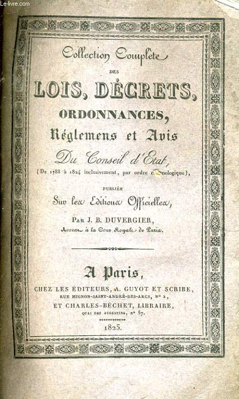 COLLECTION COMPLETE DES LOIS, DECRETS, ORDONNANCES, REGLEMENS ET AVIS DU CONSEIL-D'ETAT TOME 9 - brumaire an 4 / messidor an 5