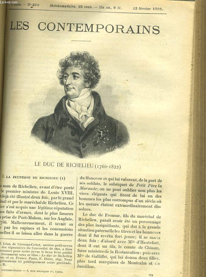 LE DUC DE RICHELIEU (1766-1822)
