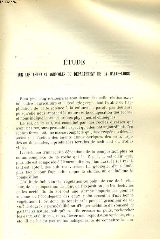 ETUDE SUR LES TERRAINS AGRICOLES DU DEPARTEMENT DE LA HAUTE-LOIRE