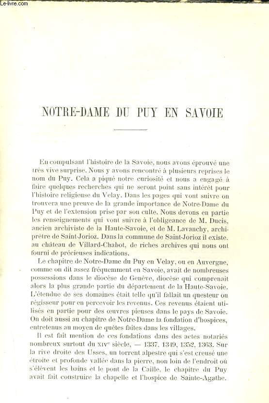 NOTRE-DAME DU PUY EN SAVOIE / CONFRERIE DE NOTRE-DAME DU PUY A LIMOGES / REUNION DE LA SOCIETE GEOLOGIQUE DE FRANCE AU PUY / L'ELEPHANT DE SENEZE