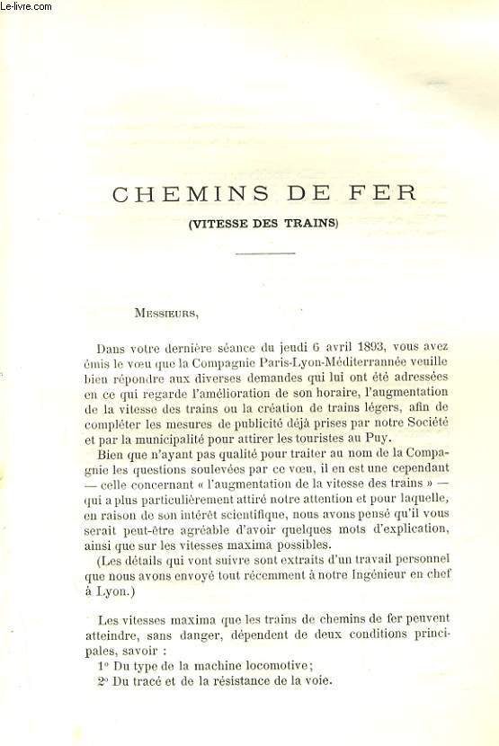 CHEMINS DE FER (VITESSE DES TRAINS)