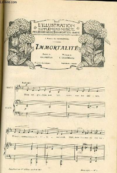 L'ILLUSTRATION SUPPLEMENTAIRE MUSICAL - Publi sous la direction de Gapriel Piern. Supplment au N3365 du 24 aout 1907. Anne 1907 - N5