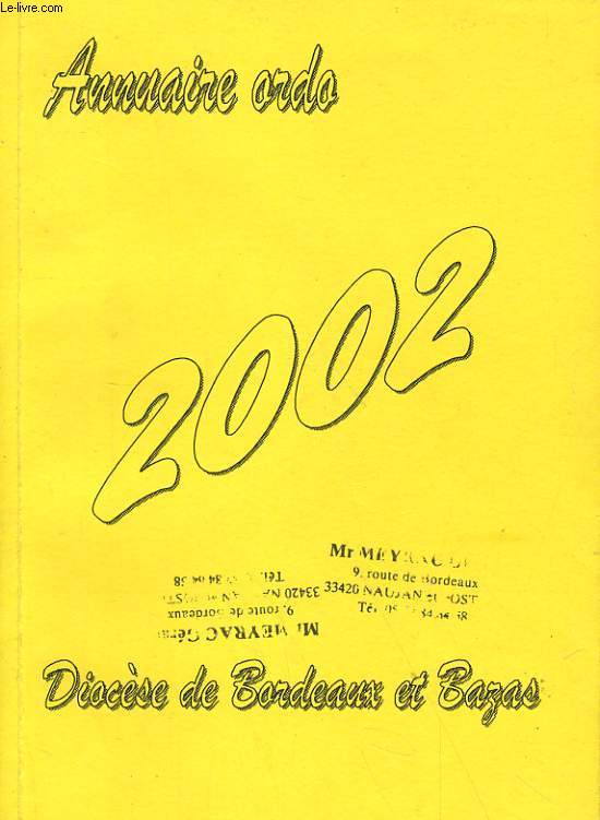 ORDO 2002 - ANNUAIRE REPERTOIRE