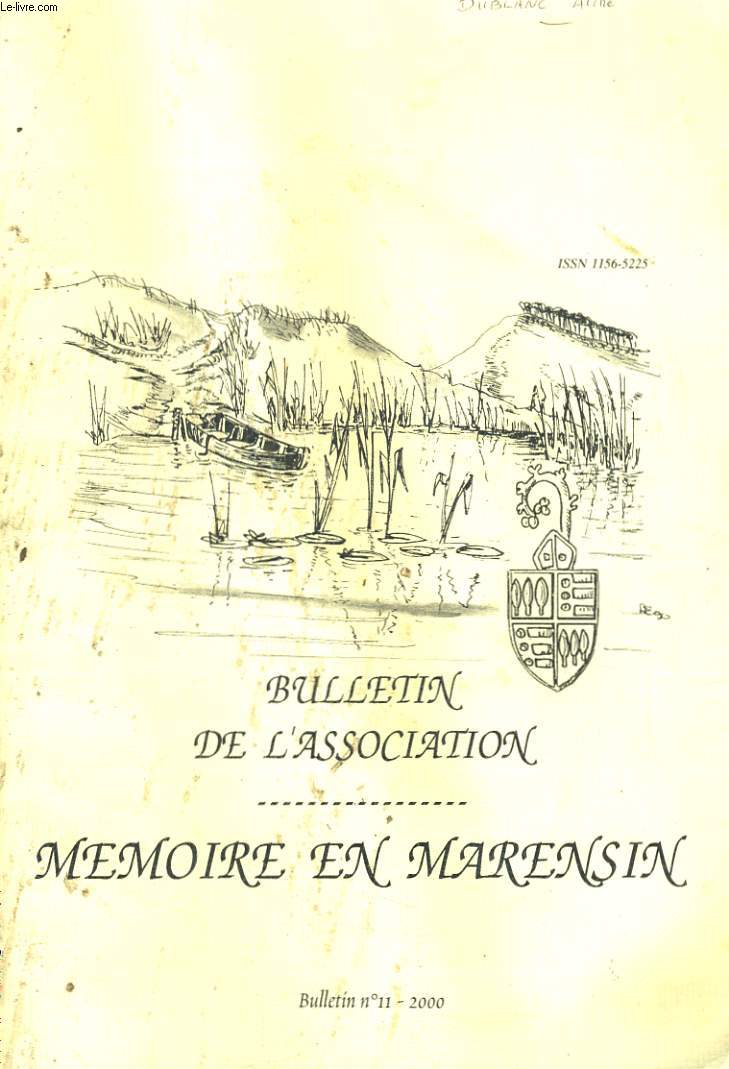BULLETIN DE L'ASSOCIATION, MEMOIRE EN MARENSIN BULLETIN N11