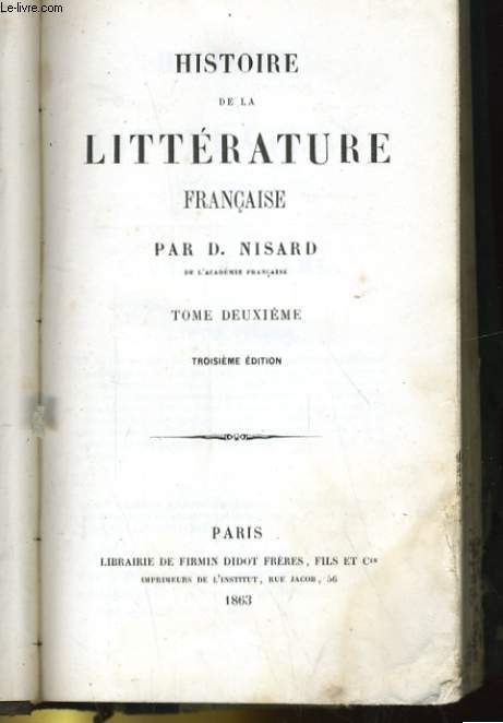 HISTOIRE DE LA LITTERATURE FRANCAISE TOME 2