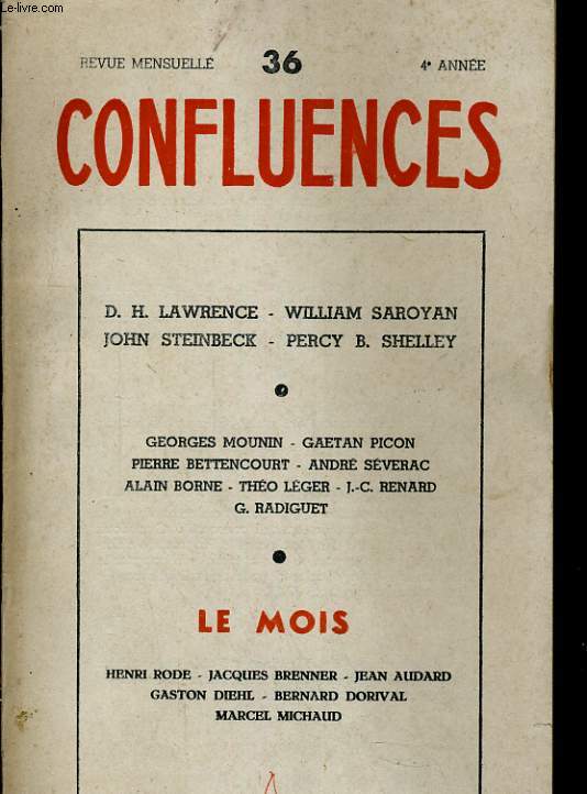 CONFLUENCES N36 - 4e ANNEE - LAWRENCE: CELUIS QUI SE MORD LA QUEUE; SAROYAN: LE SERPENT...