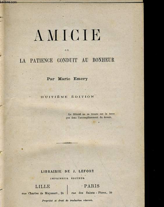 AMICIE ou LA PATIENCE CONDUIT AU BONHEUR