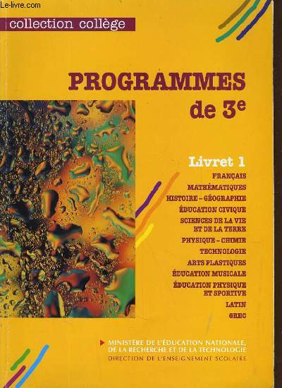 PROGRAMMES DE 3e, LIVRET 1*