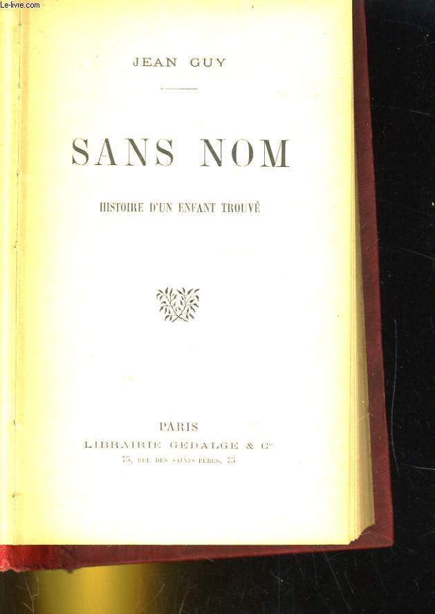 SANS NOM, HISTOIRE D'UNE ENFANT TROUVE