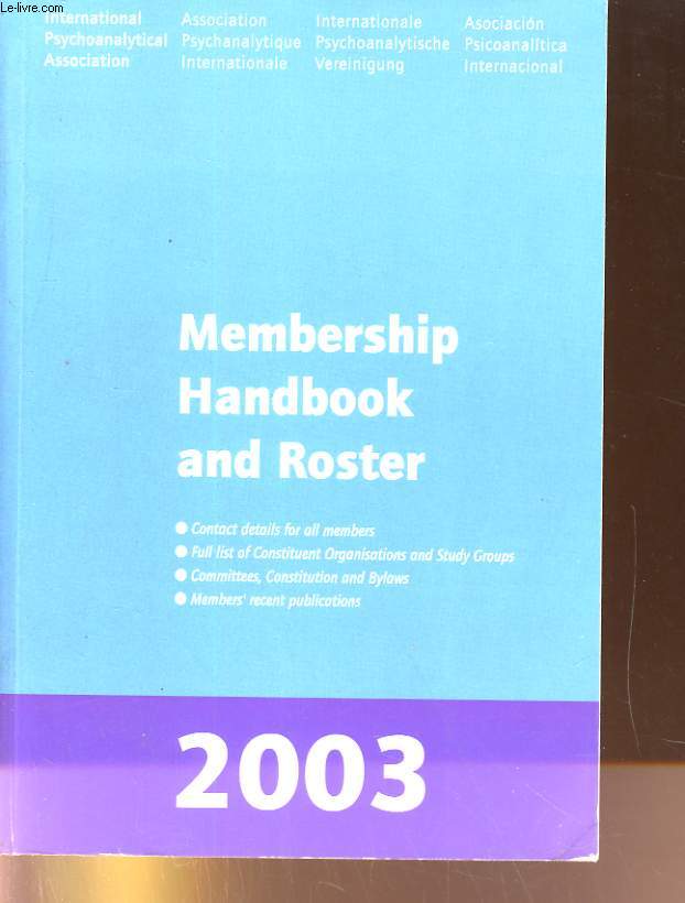MEMBERSHIP HANDBOOK AND ROSTER 2003