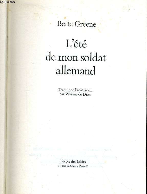 L'ETE DE MON SOLDAT ALLEMAND - BETTE GREENE - 1985 - Afbeelding 1 van 1