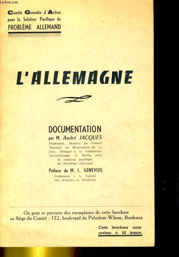 L'ALLEMAGNE. DOCUMENTATION.