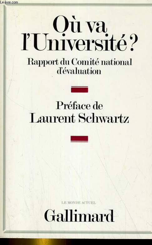 OU VA L'UNIVERSITE? RAPPORT DU COMITE NATIONAL D'EVALUATION