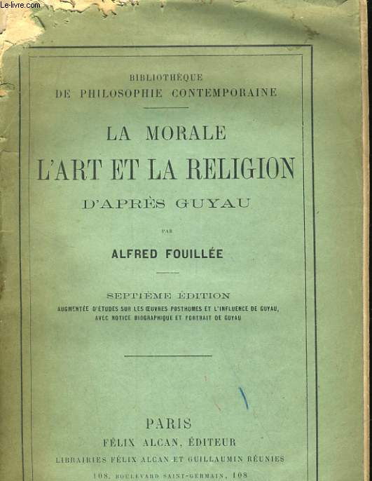 LA MORALE L'ART ET LA RELIGION D'APRES GUYAU