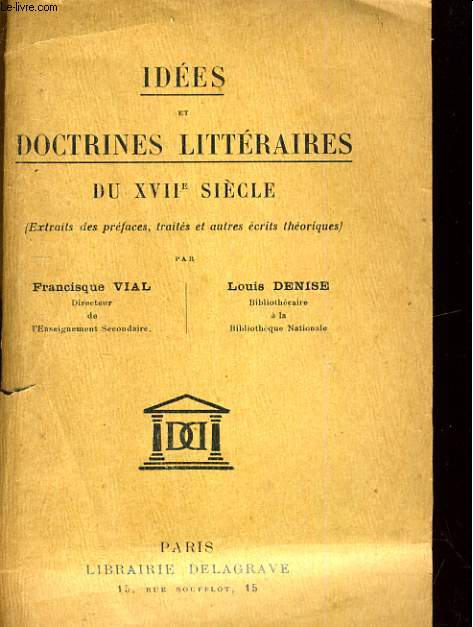 IDEES ET DOCTRINES LITTERAIRES DU XVIIIe SIECLE