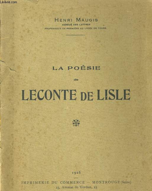 LA POESIE DE LECONTE DE LISLE