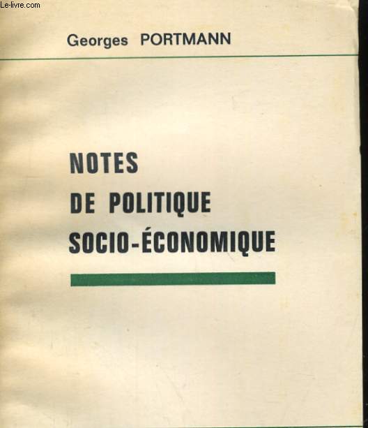NOTES DE POLITIQUE SOCIO-ECONOMIQUE